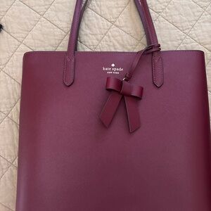 Kate Spade Deep Red Tote with Bow Accent